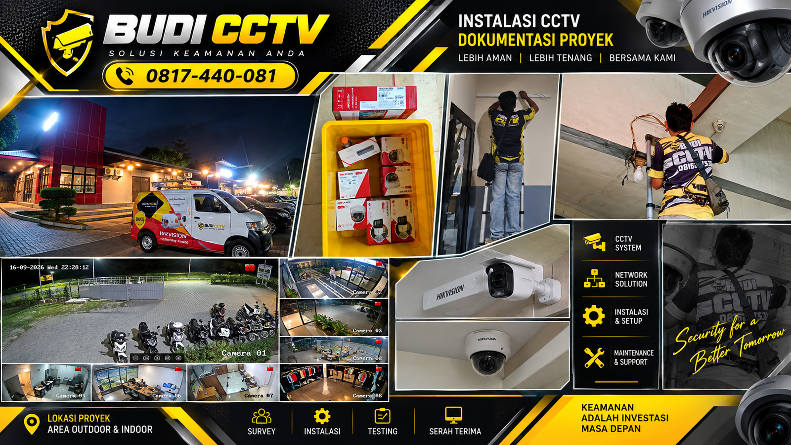 Pemasangan CCTV Hikvision di Kafe Batang, Jaminan Bergaransi Resmi
