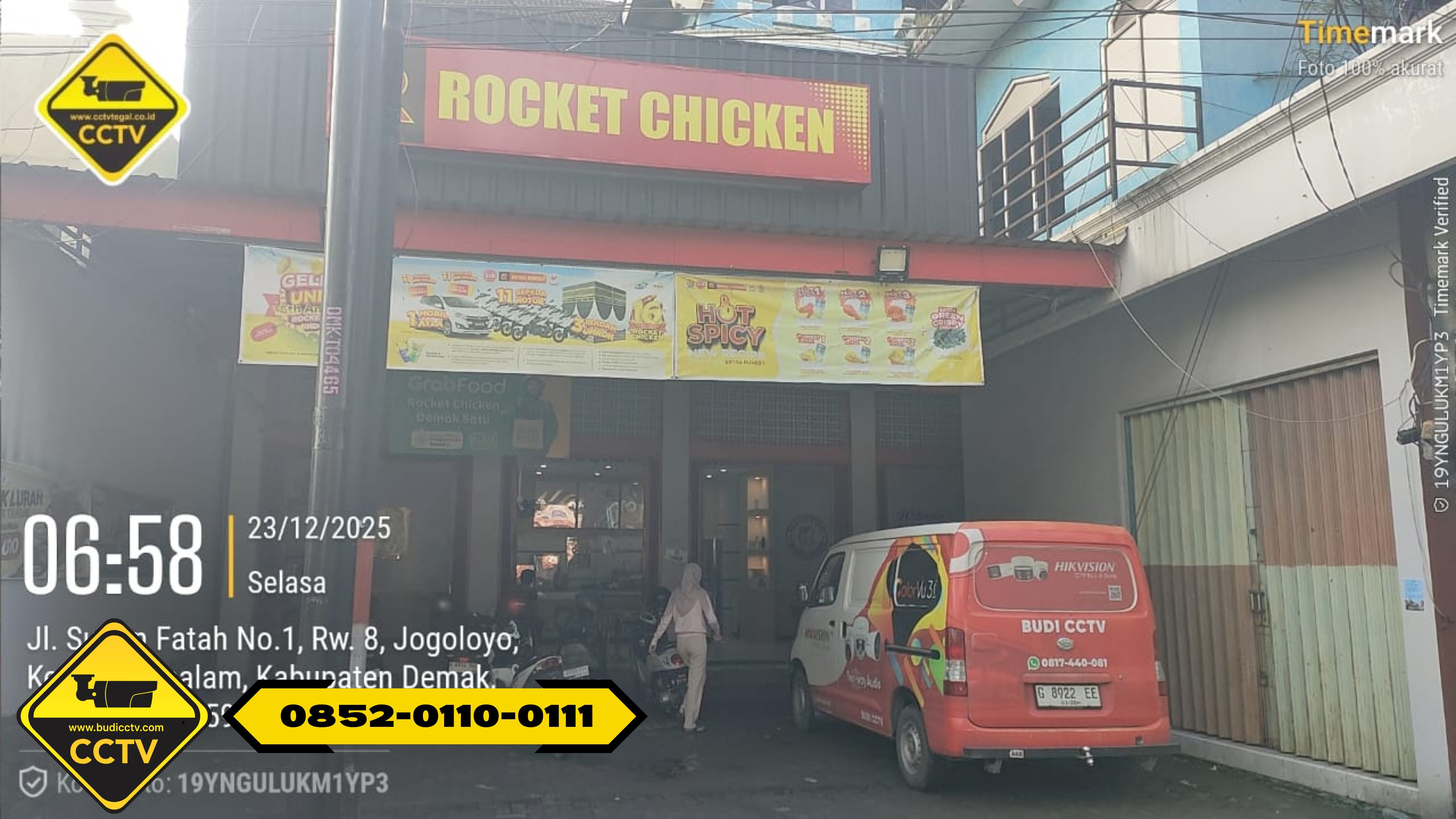 Pemasangan CCTV Hikvision Smart Hybrid Light 2MP 8 Channel di Outlet Rocket Chicken Jogoloyo